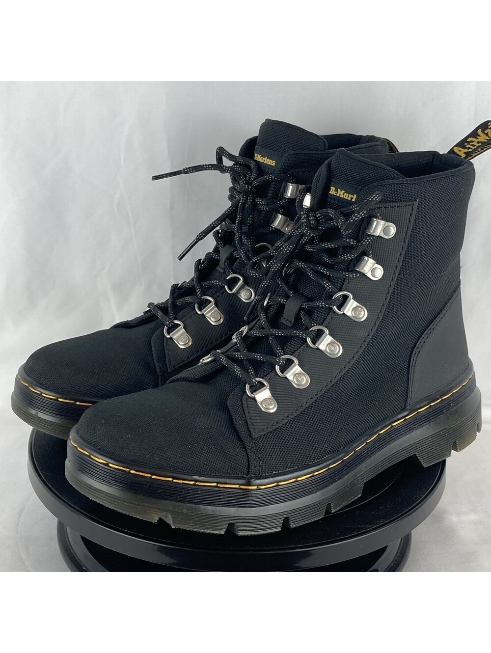 Women’s Size 10 Dr. Martens Combs W Black Canvas Nylon Combat Hiking Boots Lace